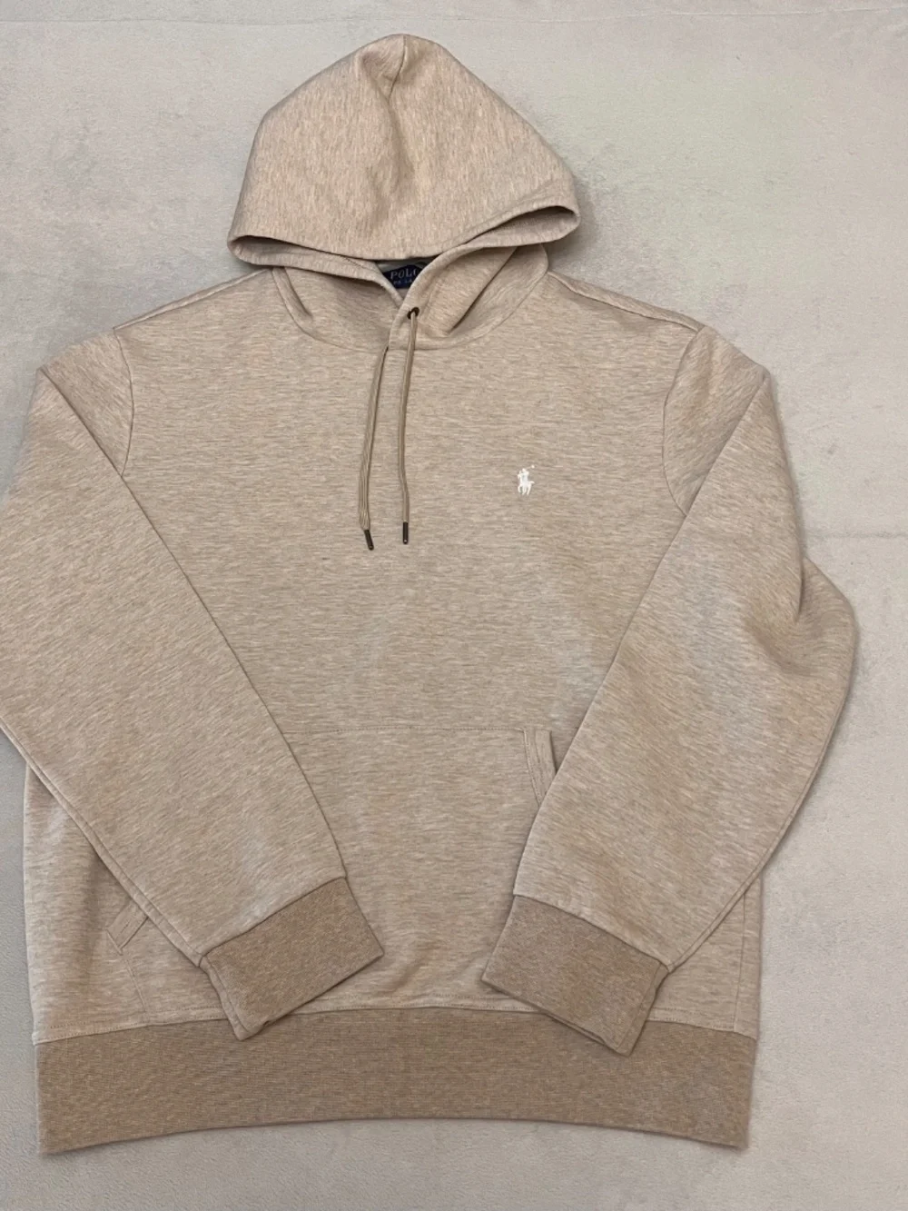 Polo Ralph Lauren Hoodie Men’s Medium M Beige Pullover Fleece Pony Logo Hooded